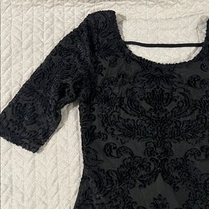 Soieblu Black Textured Long Sleeve Dress